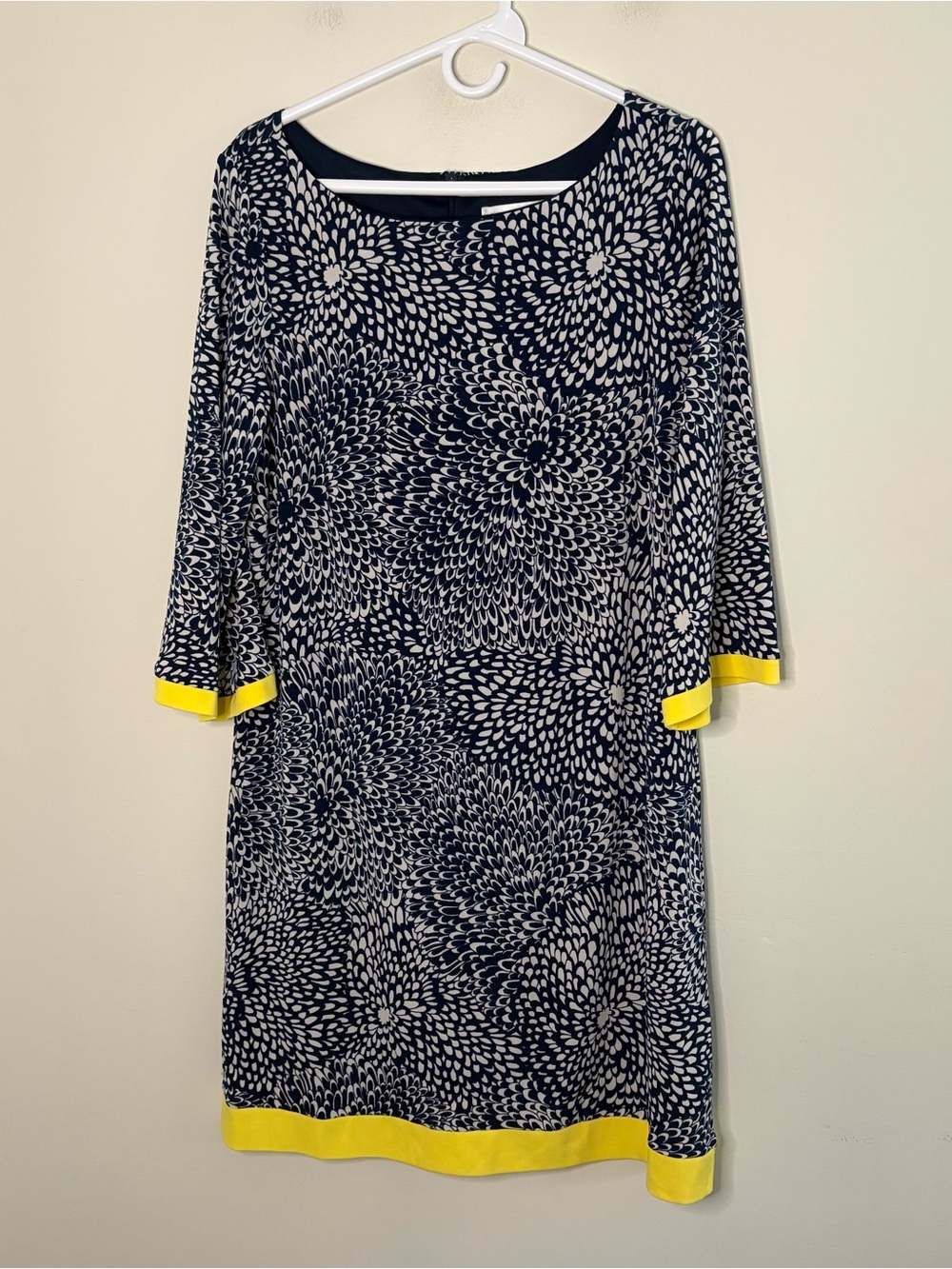 Christopher & Banks Womens 14 Dress Nautical Blue yellow Mid Length Wedding
